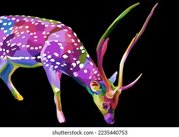 colorful deer on geometric pop art style. Polygonal Animals.