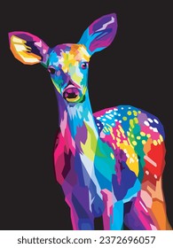 colorful deer on pop art style. vector illustration.