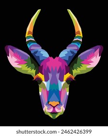 colorful deer pop art portrait isolated decoration illustration, poster design background black