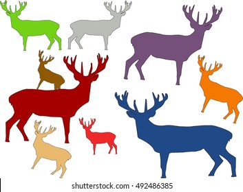 Colorful deere background - vector illustration, Christmas background. Deere pattern. 