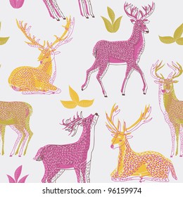 colorful deers. seamless pattern
