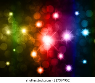 Colorful Defocused Light, Flickering Lights, Vector abstract festive background with bokeh defocused lights. Universe, galaxies, stars.