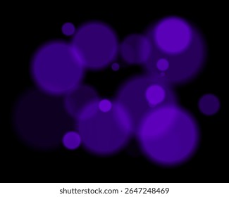Colorful defocused round lights arranged randomly with soft glow and deep contrast. Smooth circular silhouettes create vibrant digital texture and hazy ambient style.