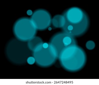 Colorful defocused round lights arranged randomly with soft glow and deep contrast. Smooth circular silhouettes create vibrant digital texture and hazy ambient style.