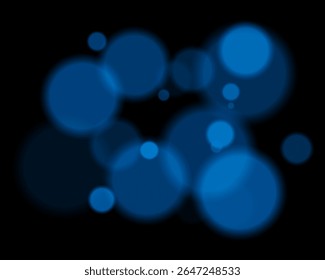 Colorful defocused round lights arranged randomly with soft glow and deep contrast. Smooth circular silhouettes create vibrant digital texture and hazy ambient style.