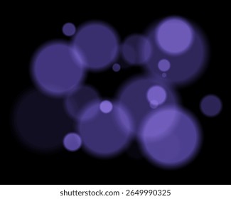 Colorful defocused round lights arranged randomly with soft glow and deep contrast. Smooth circular silhouettes create vibrant digital texture and hazy ambient style.