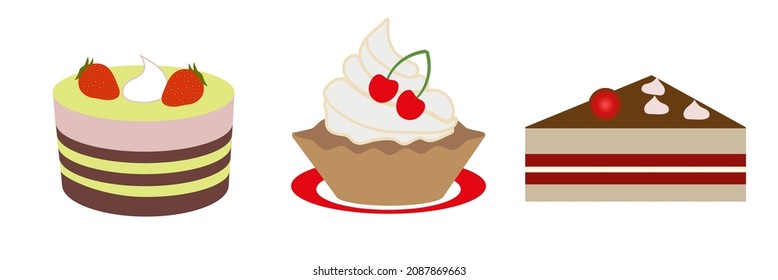 Farbige leckere Kuchen, Vektorgrafik