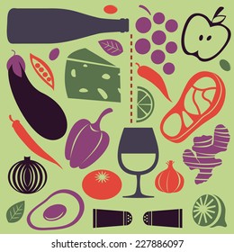 A colorful delicious cooking set. Vector illustration