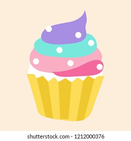 Colorful delicious creamy cupcake vector