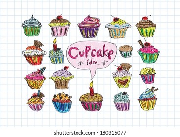 colorful delicious cupcakes vector illustration