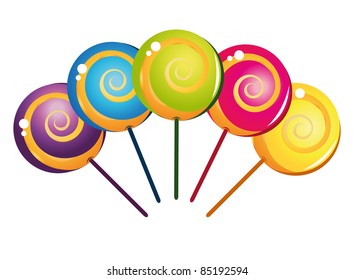 Colorful delicious lollipop collection. Vector illustration