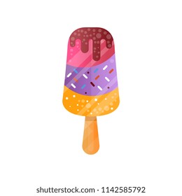 Colorful delicious popsicle ice cream vector Illustration on a white background