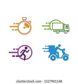 Colorful delivery icon set design