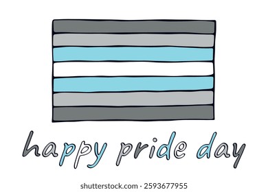 Colorful Demiboy pride flag Happy pride day LGBTQ community Pride Month Vector hand drawn doodle for posters, stickers, logo, cards