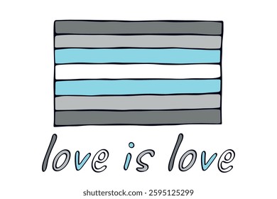 Colorful Demiboy pride flag Happy pride day LGBTQ community Pride Month Vector hand drawn doodle for posters, stickers, logo, cards