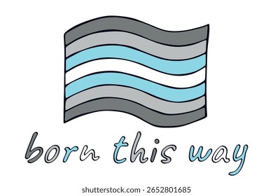 Bandeira do orgulho Demiboy colorido Feliz dia do orgulho LGBTQ comunidade Orgulho Mês do Orgulho Vetor mão desenhada rabiscar para cartazes, adesivos, logotipo, cartões