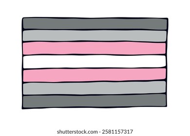 Colorful Demigirl pride flag Happy pride day LGBTQ community Pride Month Vector hand drawn doodle for posters, stickers, logo, cards