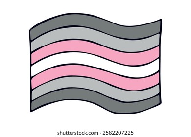 Colorful Demigirl pride flag Happy pride day LGBTQ community Pride Month Vector hand drawn doodle for posters, stickers, logo, cards