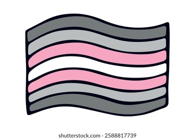 Colorful Demigirl pride flag Happy pride day LGBTQ community Pride Month Vector hand drawn doodle for posters, stickers, logo, cards