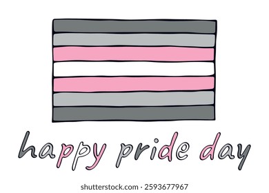 Colorful Demigirl pride flag Happy pride day LGBTQ community Pride Month Vector hand drawn doodle for posters, stickers, logo, cards