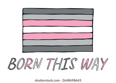 Bandeira do orgulho Demigirl colorido Feliz dia do orgulho LGBTQ comunidade Orgulho Mês do Orgulho Vetor mão desenhada rabiscar para cartazes, adesivos, logotipo, cartões
