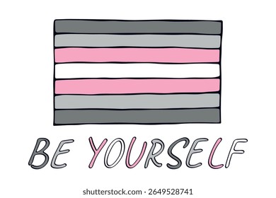 Bandeira do orgulho Demigirl colorido Feliz dia do orgulho LGBTQ comunidade Orgulho Mês do Orgulho Vetor mão desenhada rabiscar para cartazes, adesivos, logotipo, cartões