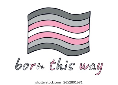 Colorful Demigirl pride flag Happy pride day LGBTQ community Pride Month Vector hand drawn doodle for posters, stickers, logo, cards
