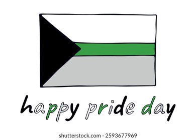 Colorful Demiromantic pride flag Happy pride day LGBTQ community Pride Month Vector hand drawn doodle for posters, stickers, logo, cards