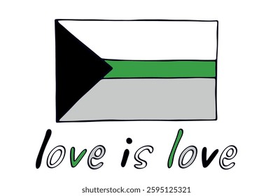 Colorful Demiromantic pride flag Happy pride day LGBTQ community Pride Month Vector hand drawn doodle for posters, stickers, logo, cards