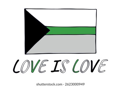 Colorful Demiromantic pride flag Happy pride day LGBTQ community Pride Month Vector hand drawn doodle for posters, stickers, logo, cards