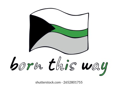 Bandeira do orgulho demiromântico colorido Feliz dia do orgulho comunidade LGBTQ Mês do orgulho Vetor mão desenhada rabiscar para cartazes, adesivos, logotipo, cartões