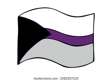 Colorful Demisexual pride flag Happy pride day LGBTQ community Pride Month Vector hand drawn doodle for posters, stickers, logo, cards