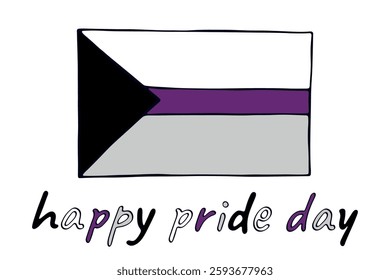 Colorful Demisexual pride flag Happy pride day LGBTQ community Pride Month Vector hand drawn doodle for posters, stickers, logo, cards