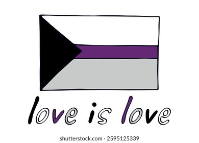 Colorful Demisexual pride flag Happy pride day LGBTQ community Pride Month Vector hand drawn doodle for posters, stickers, logo, cards