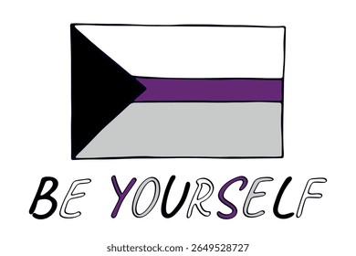 Bandeira de orgulho demisexual colorido Feliz dia do orgulho LGBTQ comunidade Orgulho Mês do Orgulho Vetor mão desenhada rabiscar para cartazes, adesivos, logotipo, cartões