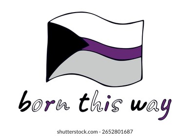 Colorful Demisexual pride flag Happy pride day LGBTQ community Pride Month Vector hand drawn doodle for posters, stickers, logo, cards