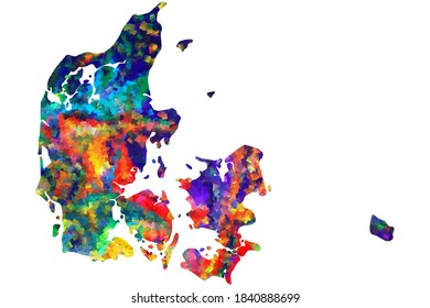 Colorful Denmark map vector design