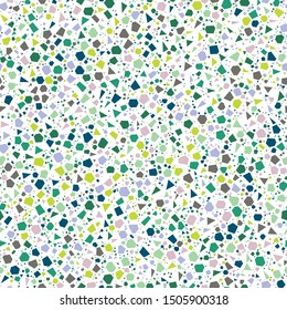 Colorful Dense Micro Terrazzo Seamless Repeat Vector Pattern Swatch. Thousands of random non-overlapping elements. Generative Art (made with code).