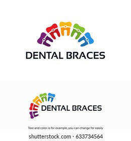 Colorful Dental Braces Logo Template