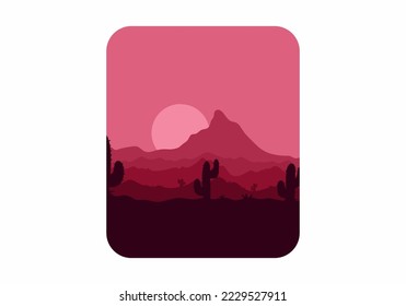 Colorful desert landscape with cactus trees illustration design