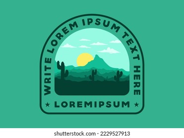 Colorful desert landscape with cactus trees illustration design