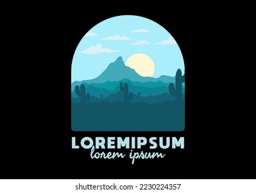 Colorful desert landscape with cactus trees illustration design