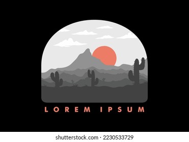 Colorful desert landscape with cactus trees illustration design