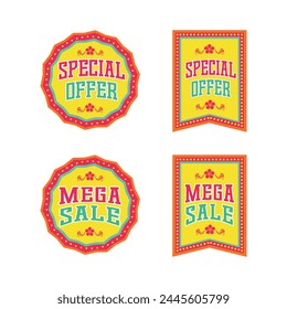 Colorful Desi Logos, Special Offer, Mega Sale, Promotional, Advertising Logo Template Design Vector