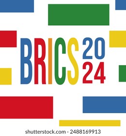 Colorful design 2024 BRICS forum text isolated white background.  Flat vector illustration can used web and social media banner, poster, news design, template t-shirt print 