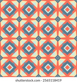 A colorful design in a blue and red color scheme. Vector seamless pattern