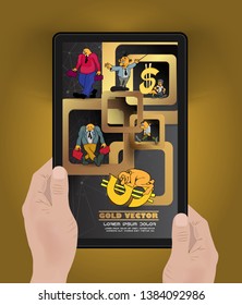 Colorful design for business with cartoon characters, vector