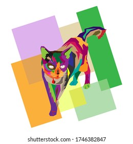 Colorful Design, Cat vector illustration. pop art WPAP Style