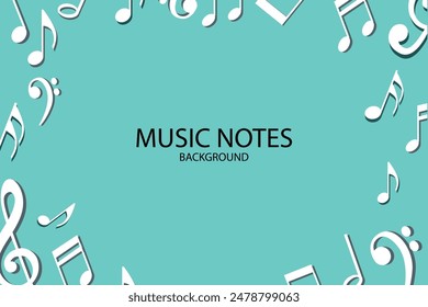 Colorful design clef stave music blue background editable vector