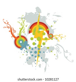 Colorful Design With Clouds and Lighting Illustration Vector
